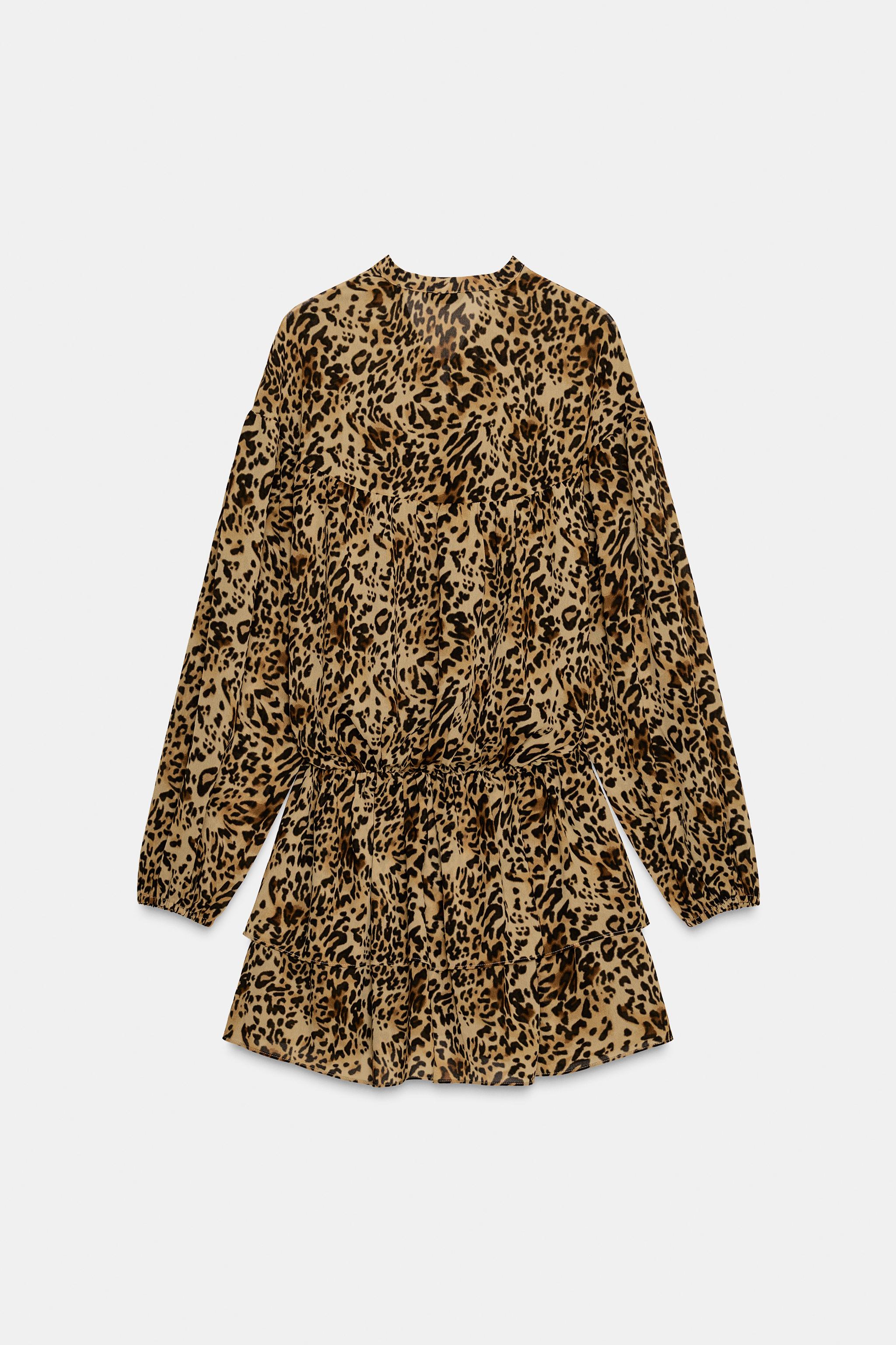 RUFFLED ANIMAL PRINT DRESS